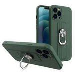 Ring Case silikonew case with holderem finger and stand for Samsung Galaxy S21 Ultra 5G dark green
