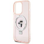 Case Karl Lagerfeld KLHMP15LHMRSKCP iPhone 15 Pro 6.1" pink/pink hardcase Ring Stand Karl&amp;Choupettte MagSafe Case