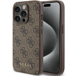 Case Guess GUHCP15LG4GFBR iPhone 15 Pro 6.1" brown/brown hard case 4G Metal Gold Logo Case