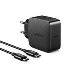 Wall charger UGREEN CD217, 65W, USB-C (black) + USB-C to USB-C cable, 2m (black)