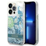 Case Guess iPhone 14 Pro 6.1" green/green hardcase Flower Liquid Glitter
