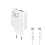 GaN Dudao A30EUT 30W USB-A / USB-C Wall Charger + USB-C - USB-C Cable - White