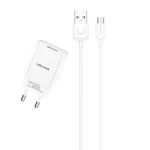 Charger Networked USAMS 1xUSB Cable MicroUSB 1m 2.1A Fast Charging T21 T21OCMC01 White