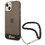 Case GUESS Apple iPhone 14 Translucent Pearl Strap Black Hardcase