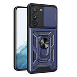 Hybrid Armor Camshield case for Samsung Galaxy S23 armored case with camera cover blue
