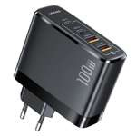 USAMS Network Charging. 2xUSB-C+2xUSB T44 100W (only head) PD3.0 +QC3.0 Fast Charging black/black CC145TC01 (US-CC145)
