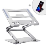 Laptop stand Wozinsky WRS-CPY75DSS aluminum + Free! smartphone stand - silver