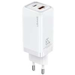 USAMS Network Charge. 1xUSB-C+1xUSB T47 65W PD Fast Charging Super Si white/white CC153TC02 (US-CC153)