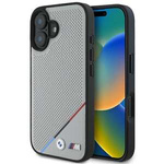 Case BMW iPhone 16 6.1" grey/grey hardcase M Perforated Tricolor Line MagSafe