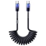 Joyroom S-A43 Crystal-Clear Series 60W USB-C - USB-C spiral cable 1.5m - black