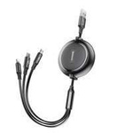 Baseus Golden Loop retractable 3in1 USB cable - micro USB / Lightning / USB-C 3.5A 35cm - 120cm black (CAMLT-JH01)