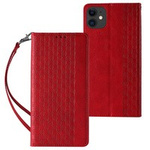 Magnet Strap Case for iPhone 13 Pouch Wallet + Mini Lanyard Pendant Red