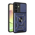 Hybrid Armor Camshield Case with Camera Cover and Metal Ring for Samsung Galaxy A16 / A16 5G - Blue