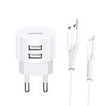Charger USAMS Networked 2xUSB T20 2.1A Cable Lightning Fast Charging XTXLOGT1804 White