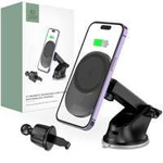 TECH-PROTECT MM15W-V1 MagNETIC MagSafe DASHBOARD &amp; VENT CAR MOUNT WIRELESS CHARGER 15W BLACK