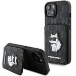 Karl Lagerfeld KLHCP15SSAKCNSCK iPhone 15 6.1" black/black hardcase Saffiano Cardslots and Stand Monogram Choupette