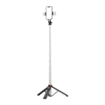 Selfie stick WC13YDS telescopic tripod 1.3m with double lamp and phone holder - black