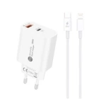 A6MaxL 20W USB-A USB-C Wall Charger with 1m USB-C - Lightning Cable - White