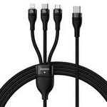 [RETURNED ITEM] Baseus Flash Series II USB Type C / USB Type A cable - USB Type C / Lightning / micro USB 100 W 1.5 m black (CASS030201)