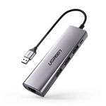 Ugreen multifunctional HUB 3x USB 3.2 Gen 1 (SuperSpeed USB 5 Gbps) / Ethernet network adapter RJ45 1000 Mbps Gigabit gray (60812 CM266)