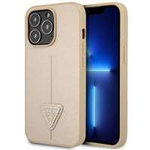 Case Guess GUHCP14XPSATLE iPhone 14 Pro Max 6.7" beige/beige hardcase SaffianoTriangle Logo