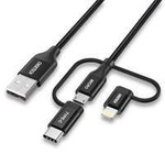 Choetech 3in1 cable USB MFI Lightning / USB Type C / micro USB (3A charging / 480 Mbps data transfer) 1.2 m black (IP0030-BK)