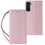Magnet Strap Case Case for Samsung Galaxy S22 + (S22 Plus) Pouch Wallet + Mini Lanyard Pendant Pink