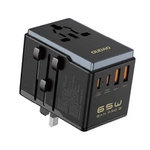 Dudao A65Pro 65W EU / US / JP / AUS / UK travel adapter 2x USB-C 2x USB-A - black