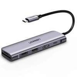 Ugreen multi-functional HUB USB Type C - 2x USB 3.2 Gen 1 / USB Type C Power Delivery 100 W / HDMI 4K / SD and micro SD (TF) card reader gray (CM195 70411)