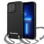 Karl Lagerfeld KLHCP13LPMK iPhone 13 Pro / 13 6.1" hardcase black/black Leather Textured and Chain