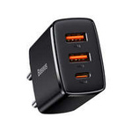 Baseus Compact quick charger USB Type C / 2x USB 30W 3A Power Delivery Quick Charge black (CCXJ-E01)