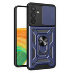 Hybrid Armor Camshield case for Samsung Galaxy A34 5G armored case with camera cover blue