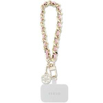 Guess GUOUCHSAMC4P Universal Hand Strap pink/pink Saffiano Chain 4G Charm