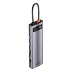 Baseus Metal Gleam 11in1 multifunctional HUB USB Type C - 3x USB 3.2 Gen 1 5Gbps / USB Type C PD 100W / 3,5 mm mini jack AUX / VGA Full HD 60Hz / 2x HDMI 4K 30Hz / TF and SD card reader / RJ45 1Gbps gray (CAHUB-CT0G)