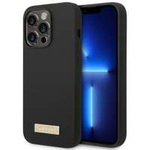 Case Guess iPhone 14 Pro 6.1" black/black hard case Silicone Logo Plate MagSafe