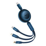 Baseus Bright Mirror 2 retractable cable 3in1 USB Type C - micro USB + Lightning + USB Type C 3.5A 1.1m blue (CAMJ010203)