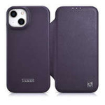 iCarer CE Premium Leather Folio Case iPhone 14 Plus Flip Magnetic MagSafe Leather Case Dark Purple (WMI14220715-DP)