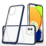 Clear 3in1 case for Samsung Galaxy A03 silicone cover with frame blue