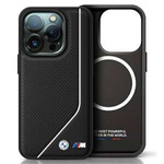 Case BMW iPhone 16 Pro 6.3" black/black hardcase M Perforated Twisted Line MagSafe