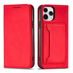 Magnet Card Case for iPhone 12 cover card wallet card stand red