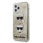 Case KARL LAGERFELD Apple iPhone 12 12 Pro Liquid Glitter Karl&amp;Choupette Gold Hardcase