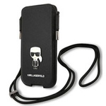KARL LAGERFELD Handbag Mobile phone 6.1 Saffiano Iconic Karl`s Black Hardcase
