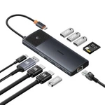 USB HUB 11in1 Baseus Metal Gleam Series II USB-A/USB-C PD/HDMI/DP/RJ45/SD/TF - black