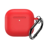 Silicone Case for Airpods 4 with Carabiner - Red