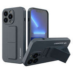 Wozinsky Kickstand Case flexible silicone cover with a stand iPhone 13 navy blue