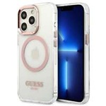 Case GUESS Apple iPhone 13 Pro Max Metal Outline MagSafe Pink Hardcase