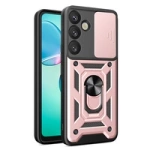 Hybrid Armor Camshield with Camera Cover and Metal Ring for Samsung Galaxy S25+ - Pink