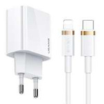 USAMS Network Charge. 1xUSB-C T34 20W 5V-3A PD3.0 + cable U63 USB-C to lightning 20W white/white T49OCLN01