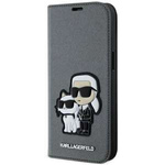 Case Karl Lagerfeld KLBKP14SSANKCPG iPhone 14 6.1" bookcase silver/silver Saffiano Karl & Choupette Case