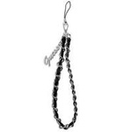 GUESS Phone Strap Chain Metal Logo Charm Pendant Black